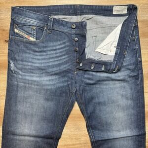 Diesel Jeans Men‎ 36x32 (Fits 38x34) Blue Larkee Straight Leg Stretch Thrashed